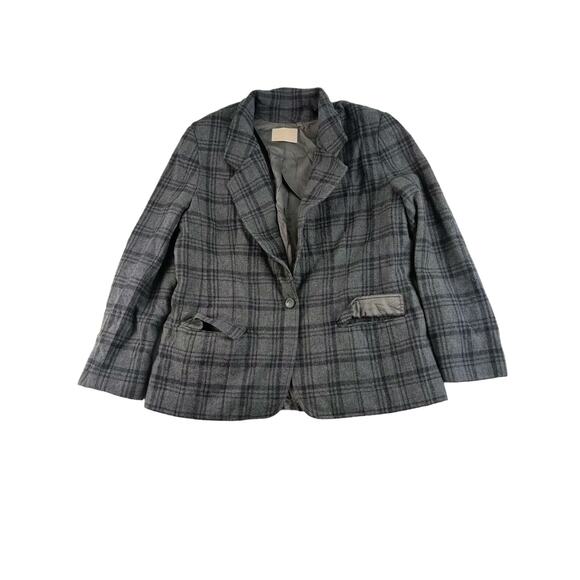 Womans Vintage Pendleton 100% Virgin Wool Blazer Jacket Gray & Black Plaid - Picture 1 of 11